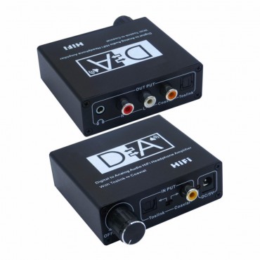 Digital to Analog Audio HiFi Headphone Amplifier With Toslink to Coaxial 2RCA 3.5mm Jack Stereo Audio Converter