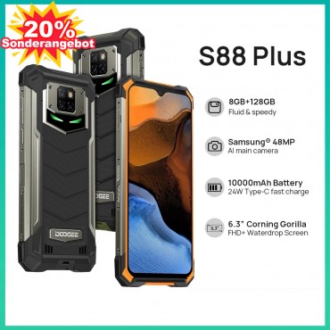 DOOGEE S88 Plus 6,1 Zoll Dual SIM IP68/IP69K Smartphone 8G RAM 128G ROM