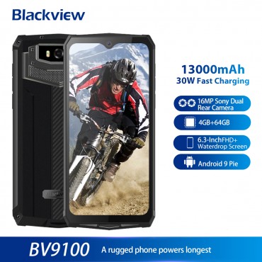 Blackview BV9100 IP68 Wasserdichte Handy 13000mAH 30W schnelle lade 4G Handy MTK6765 4GB + 64GB 16.0MP Robuste Smartphone