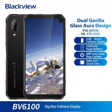 Blackview BV6100 IP68 Wasserdichte Handy 3 GB + 16 GB Android 9.0 Outdoor Handy 6,88 "Bildschirm 5580 mAh Robuste smartphone
