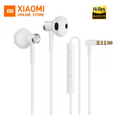 NEU Xiaomi Dual Driver Earphone Half-In-Ear Dynamic piezoCeramic Hybrid DC MEM Mic Tenacity Wire Control L-Shape Plug
