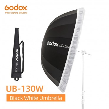 Godox UB-130W 51in 130cm Parabolischen Schwarz Weiß Reflektierende Regenschirm Studio Licht Regenschirm mit Schwarz Silber Diffusor Abdeckung Tuch