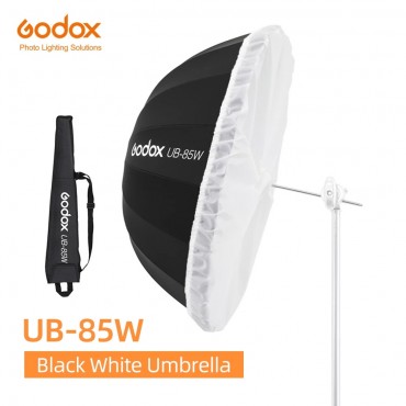 Godox UB-85W 33,5 in 85cm Parabolischen Schwarz Weiß Reflektierende Regenschirm Studio Licht Regenschirm mit Schwarz Silber Diffusor Abdeckung Tuch