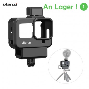 Ulanzi G8-9 Kunststoffkäfiggehäuse Vlogging-Schutzrahmen mit Mikrofon Kaltschuhhalterung und Objektivfilter Adapter Aktion Kamera Vlog Zubehör Kompatibel mit GoPro 8