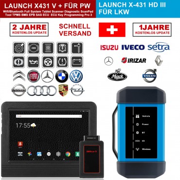Launch X431 V + & X431 HD3 heavy duty 10,1 "Screen Tablet Bluetooth/wifi auto diagnose scanner test von LKWs & PKWs Komplett!
