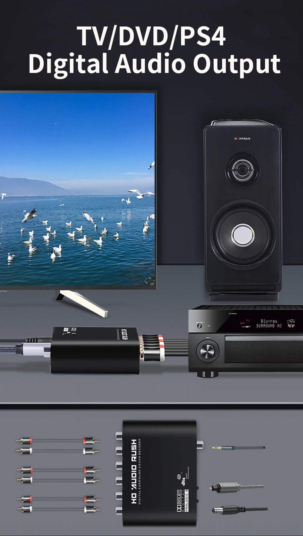 Digital 5.1 Audio Decoder Audio Adapter verstärker Für TV