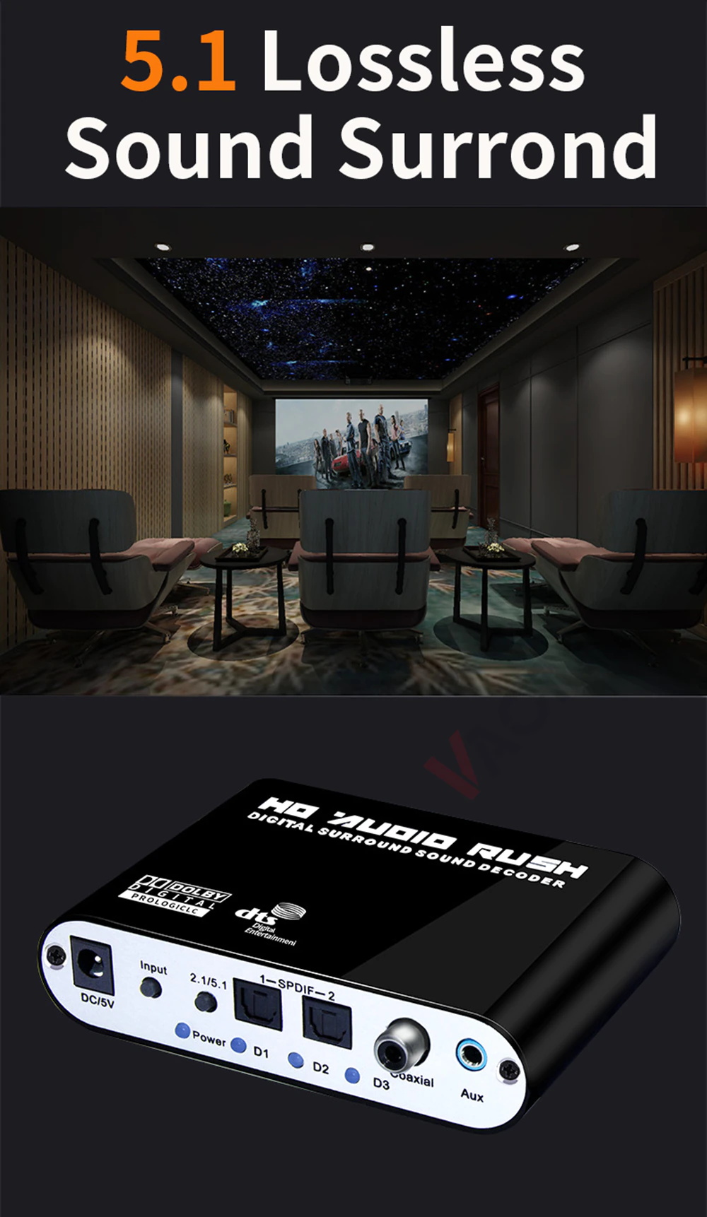 Digital 5.1 Audio Decoder Audio Adapter verst&auml;rker F&uuml;r TV